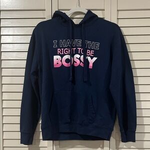 Wound Up Navy Graphic "I Have the Right to Be Bossy" Hoodie Size Junior M (7-9)